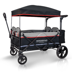 WonderFold X4 Multi Purpose Push/ Pull Quad Stroller Wagon (Black – Open Box)
